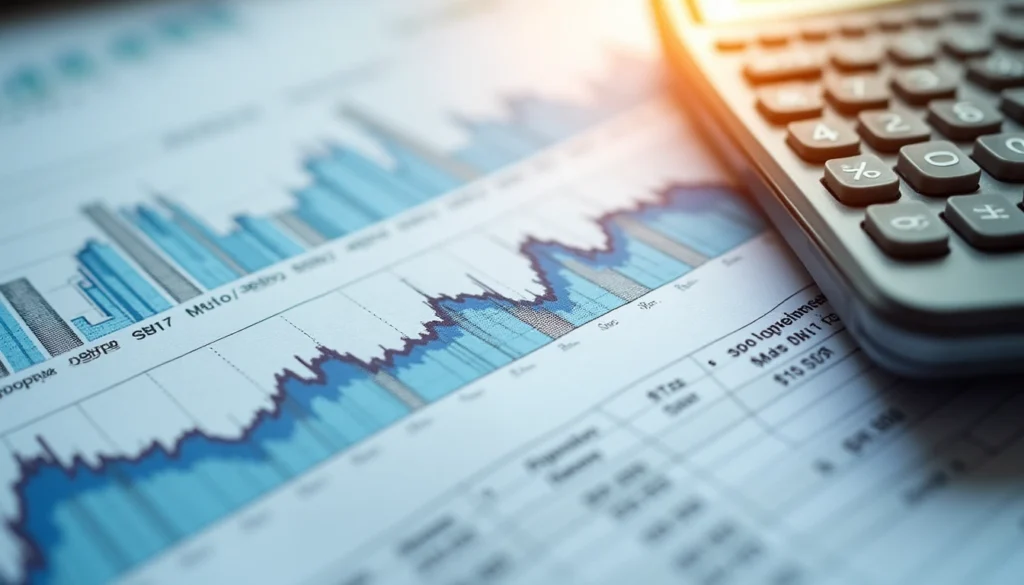 Graphiques financiers et calculatrice illustrant la gestion comptable et les stratégies d’optimisation fiscale en entreprise. Cette image accompagne un article sur la réduction du bénéfice imposable, les charges déductibles et les crédits d’impôt pour les TPE/PME.